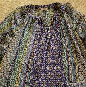 Roz & Ali Size 1X patterned blouse
